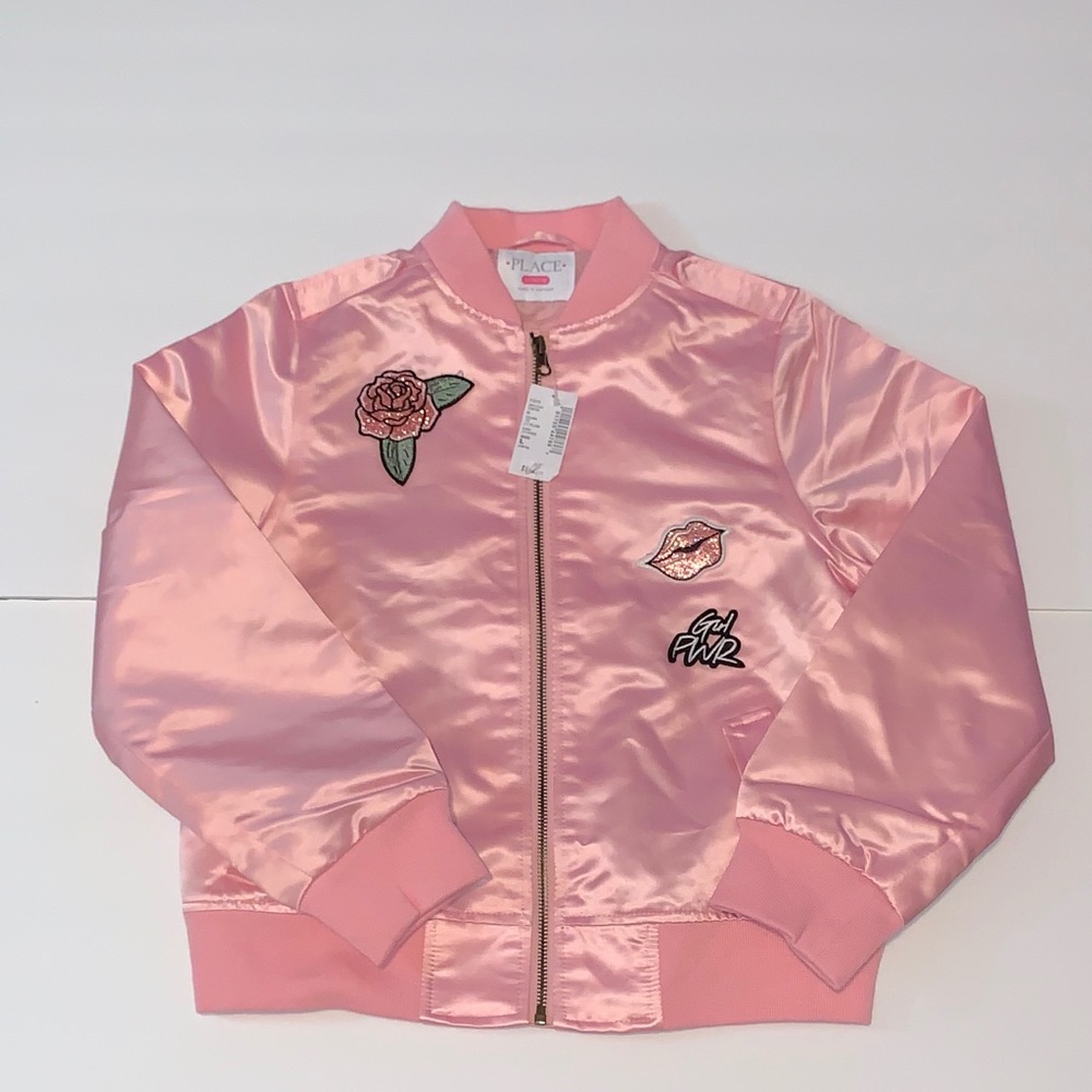 “Girl Power” Satin Bomber Jacket